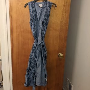 Liz Claiborne Long Floral Dress, Size S, Blue